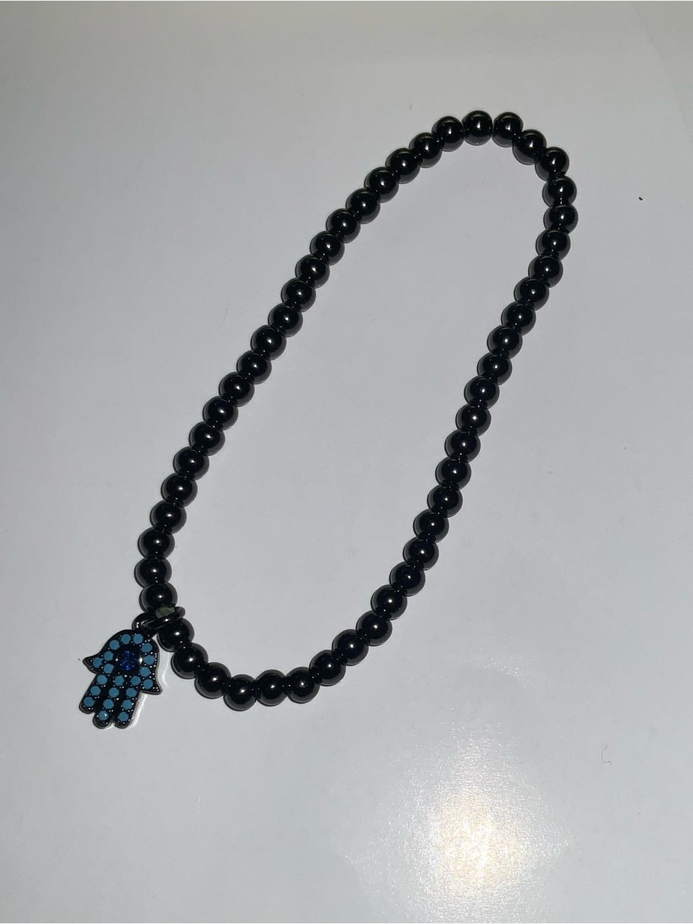 Black Hematite Bracelet with Hamsa Hand
